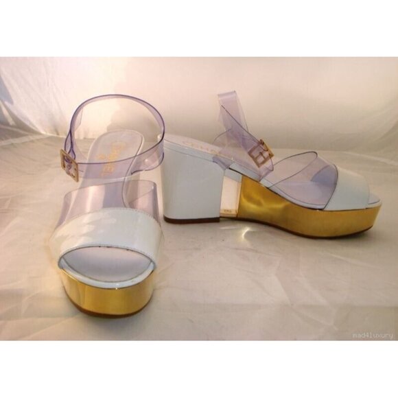Chanel White Runway Platform Sandals Size 38.5 - New In Box